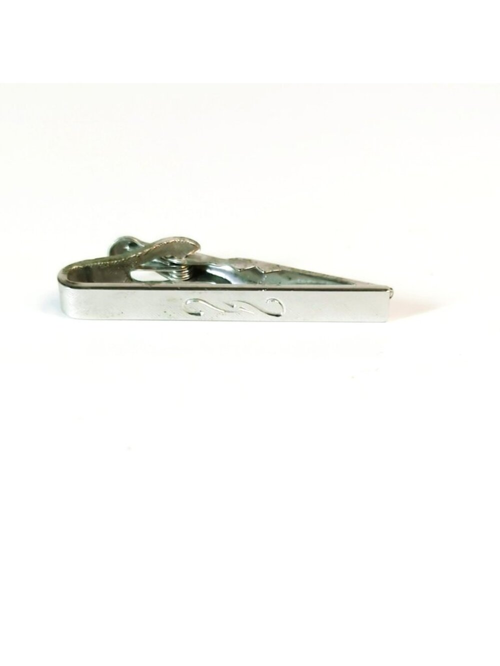 Swank Silver-Tone Tie Clip With Engraved Swirl Design Vintage Accessory